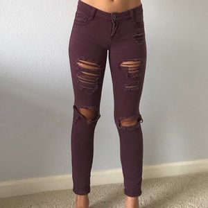 Vanilla star maroon ripped jeans!!